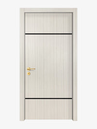 Ivory Oak  Interior Door Slab - Elevar 2W Inlay Design in Glossy Black epoxy