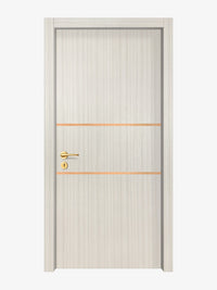 Ivory Oak  Interior Double Door Slabs - Elevar 2N Inlay Design in Brushed Rose Gold epoxy