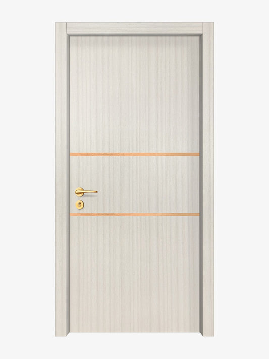 Ivory Oak  Interior Door Slab - Elevar 2N Inlay Design in Brushed Rose Gold epoxy