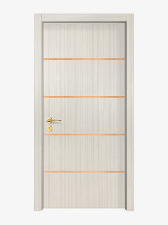 Ivory Oak Interior Double Door Slabs - Elevar 4 Inlay Design