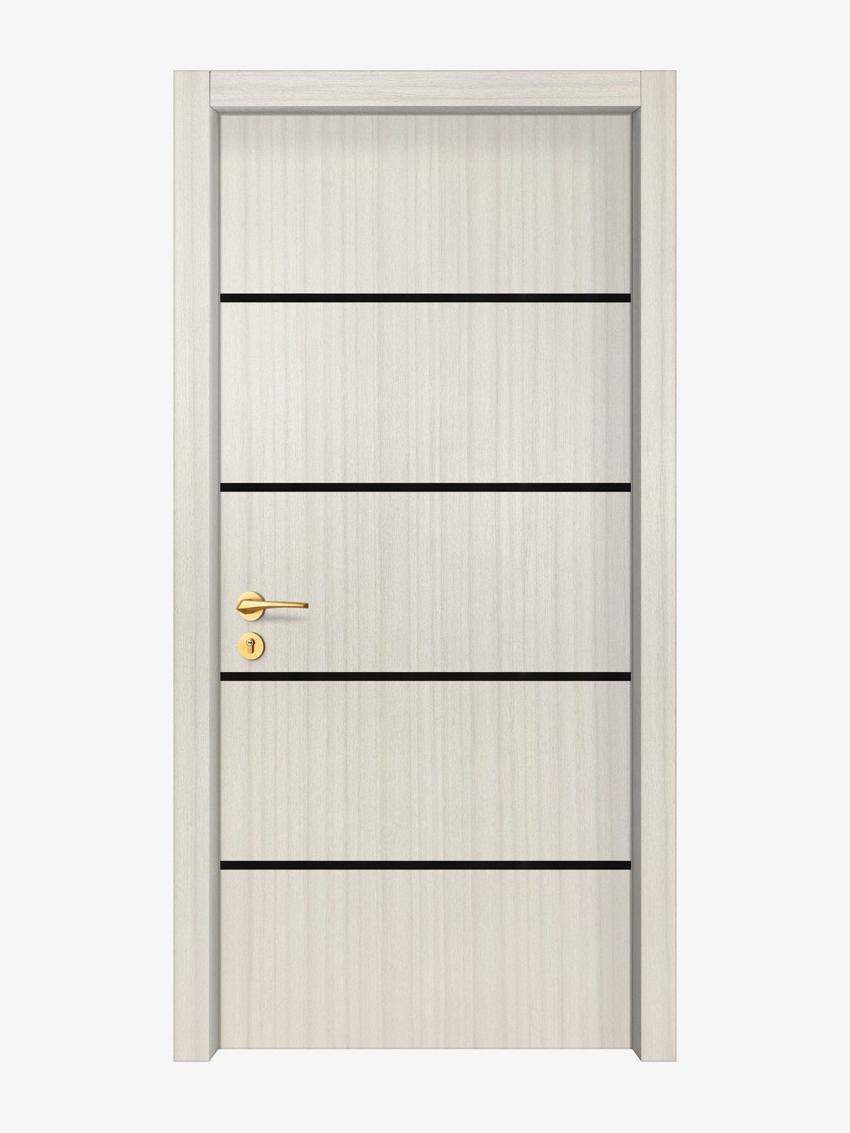 Ivory Oak  Interior Double Door Slabs - Elevar 4 Inlay Design in Glossy Black epoxy