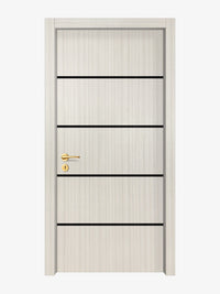 Ivory Oak  Interior Double Door Slabs - Elevar 4 Inlay Design in Glossy Black epoxy