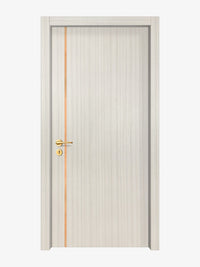 Ivory Oak  Interior Door Slab - Aliyah 1L Inlay Design in Brushed Rose Gold epoxy
