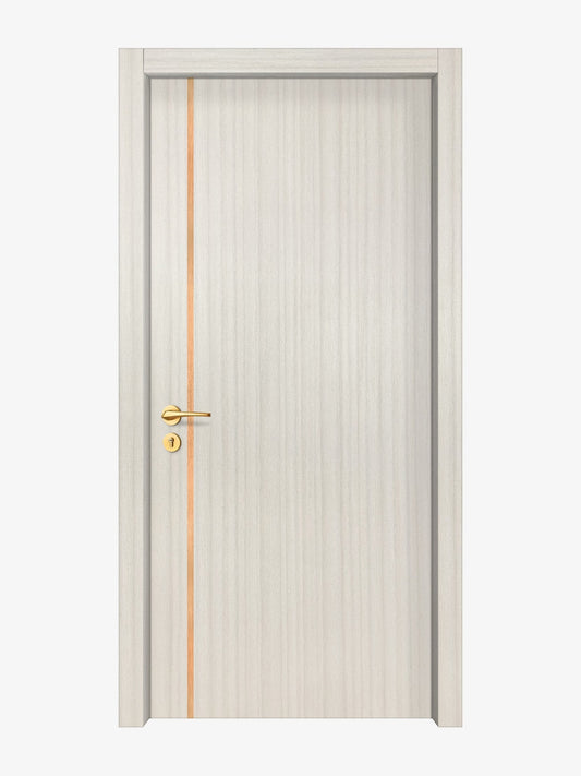 Ivory Oak  Interior Double Door Slabs - Aliyah 1L Inlay Design in Brushed Rose Gold epoxy