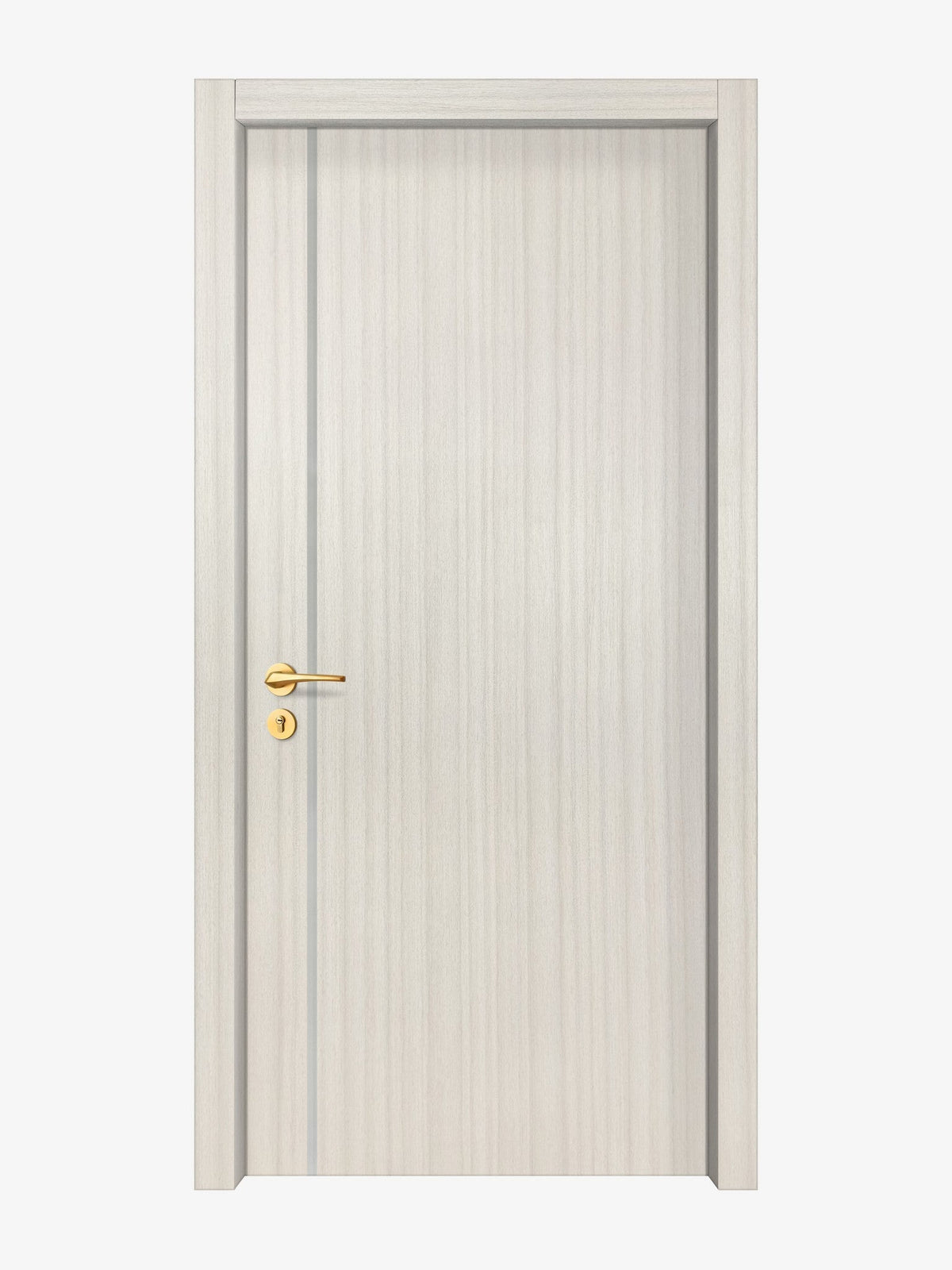 Ivory Oak  Interior Door Slab - Aliyah 1L Inlay Design in Satin Silver epoxy