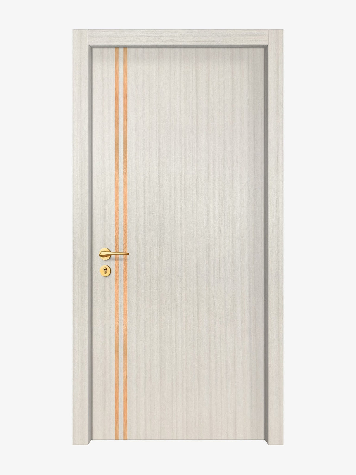 Ivory Oak  Interior Door Slab - Aliyah 2L Inlay Design in Brushed Rose Gold epoxy
