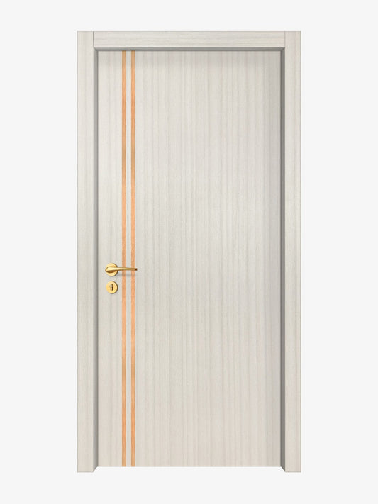 Ivory Oak  Interior Door Slab - Aliyah 2L Inlay Design in Brushed Rose Gold epoxy