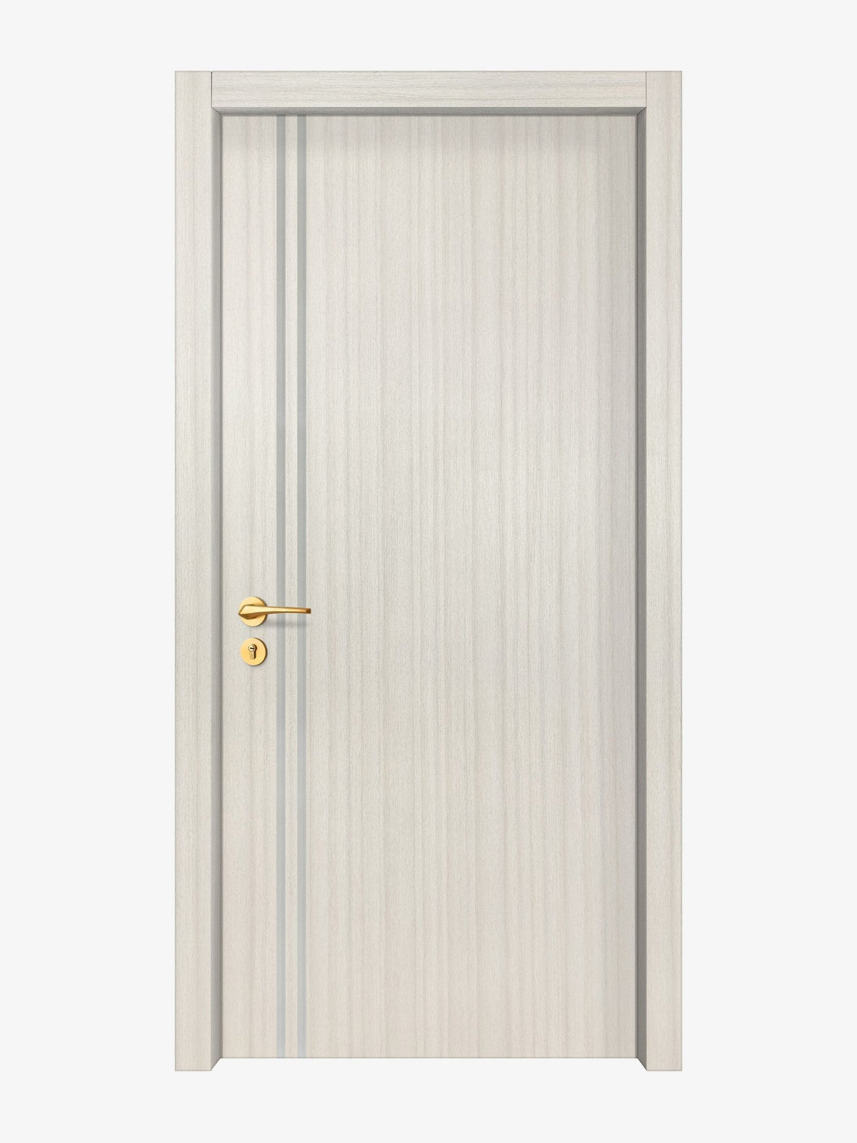 Ivory Oak  Interior Door Slab - Aliyah 2L Inlay Design in Satin Silver epoxy
