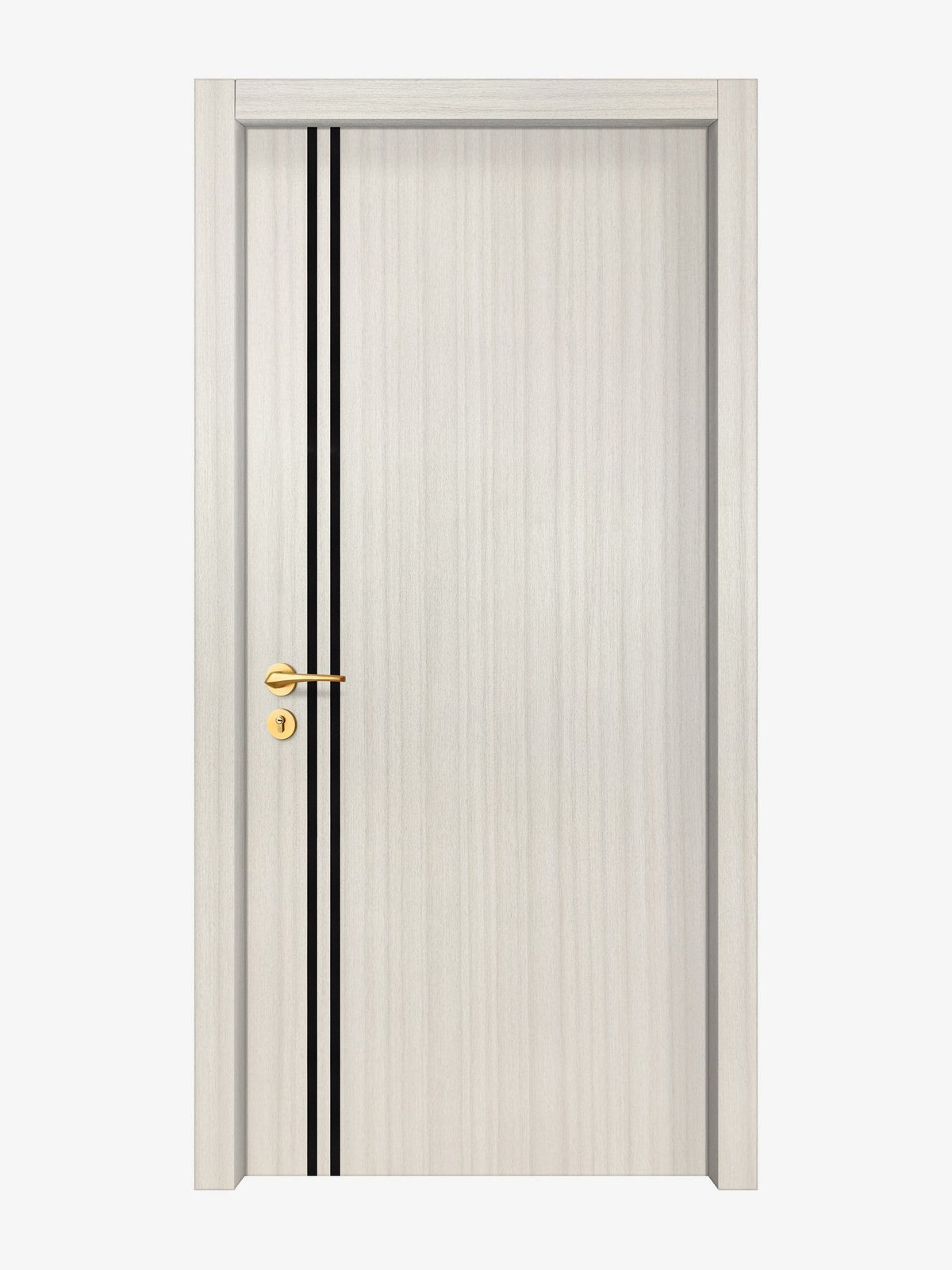 Ivory Oak  Interior Door Slab - Aliyah 2L Inlay Design in Glossy Black epoxy
