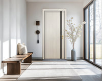 Ivory Oak  Interior Door Slab - Aliyah 2L Inlay Design in Glossy Black epoxy, detail view