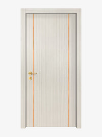 Ivory Oak  Interior Double Door Slabs - Aliyah 2 Inlay Design in Brushed Rose Gold epoxy