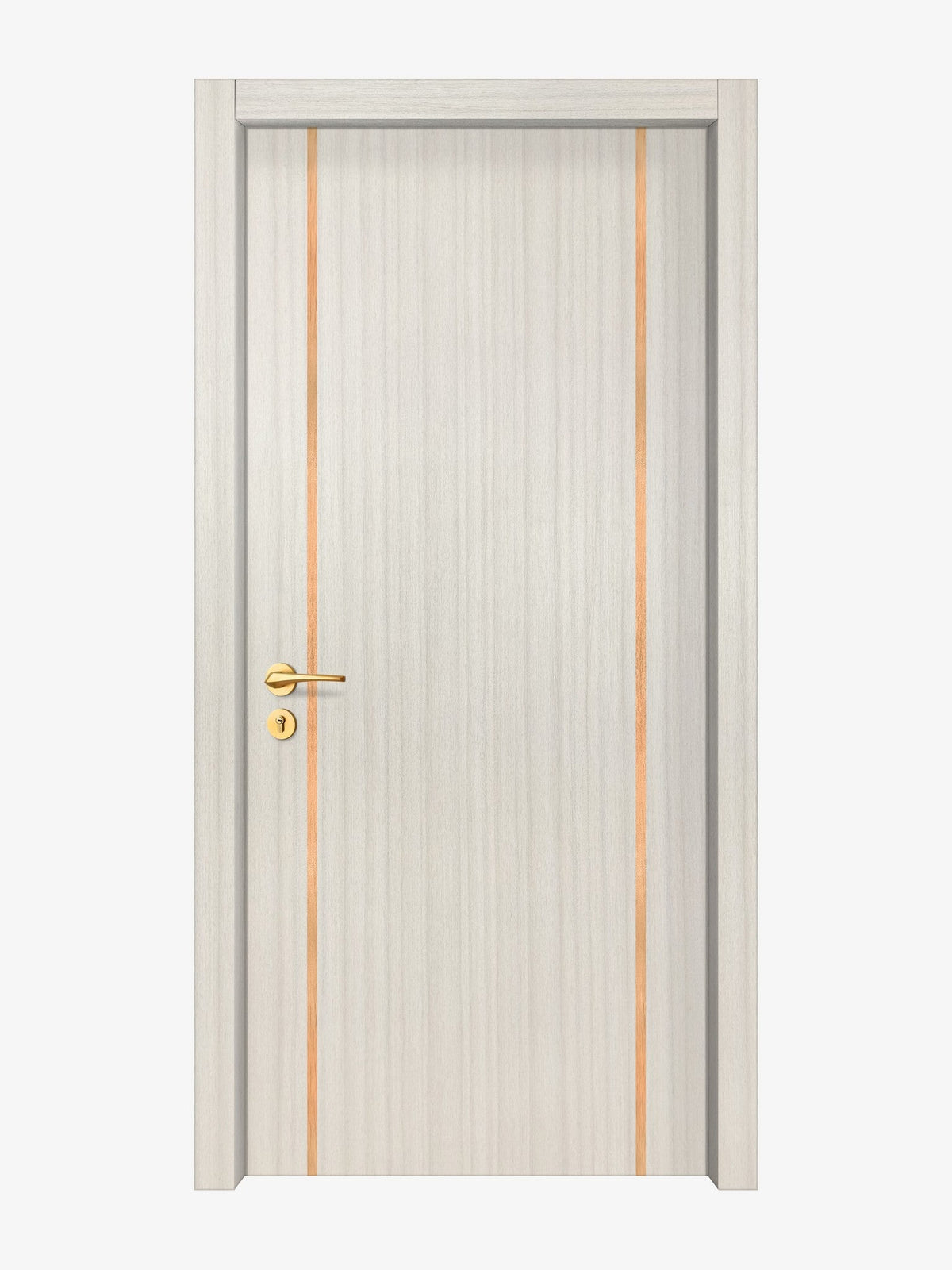 Ivory Oak  Interior Door Slab - Aliyah 2 Inlay Design in Brushed Rose Gold epoxy