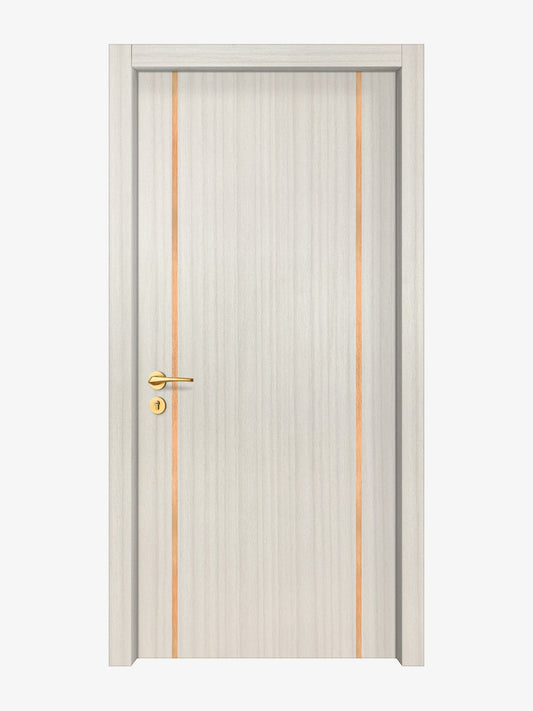 Ivory Oak  Interior Door Slab - Aliyah 2 Inlay Design in Brushed Rose Gold epoxy