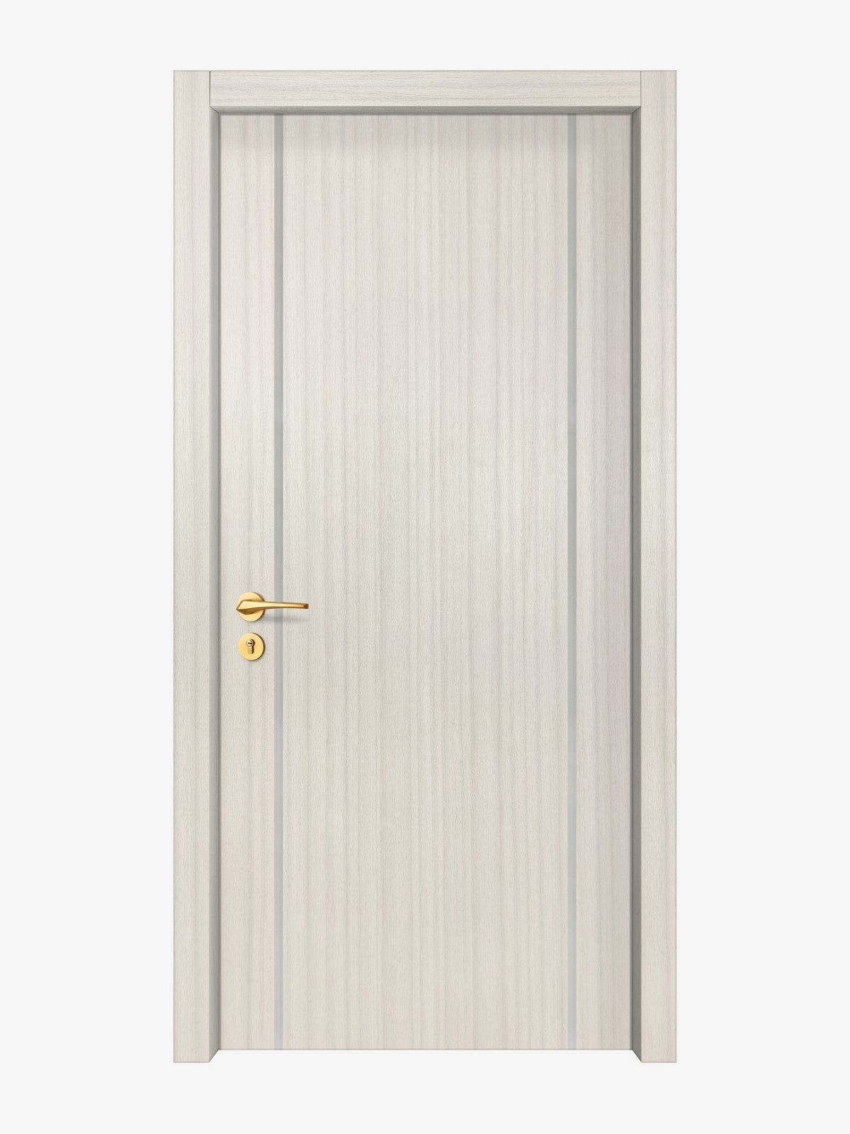 Ivory Oak  Interior Door Slab - Aliyah 2 Inlay Design in Satin Silver epoxy