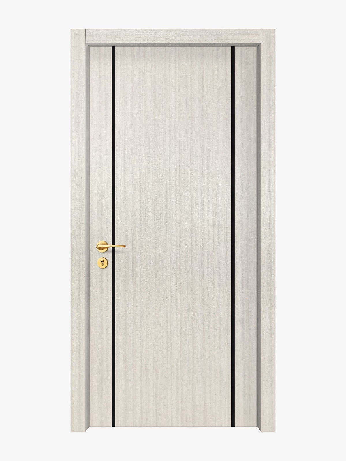 Ivory Oak  Interior Door Slab - Aliyah 2 Inlay Design in Glossy Black epoxy