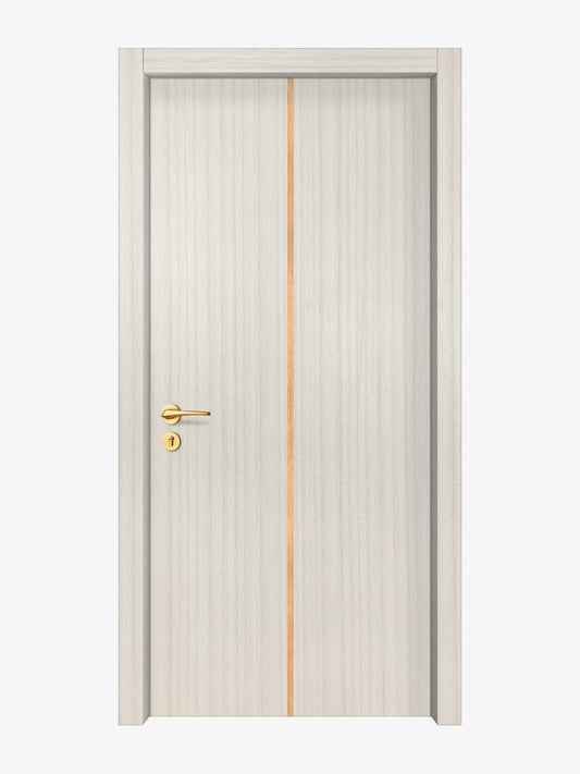 Ivory Oak  Interior Double Door Slabs - Aliyah 1C Inlay Design in Brushed Rose Gold epoxy