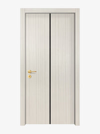 Ivory Oak  Interior Double Door Slabs - Aliyah 1C Inlay Design in Glossy Black epoxy