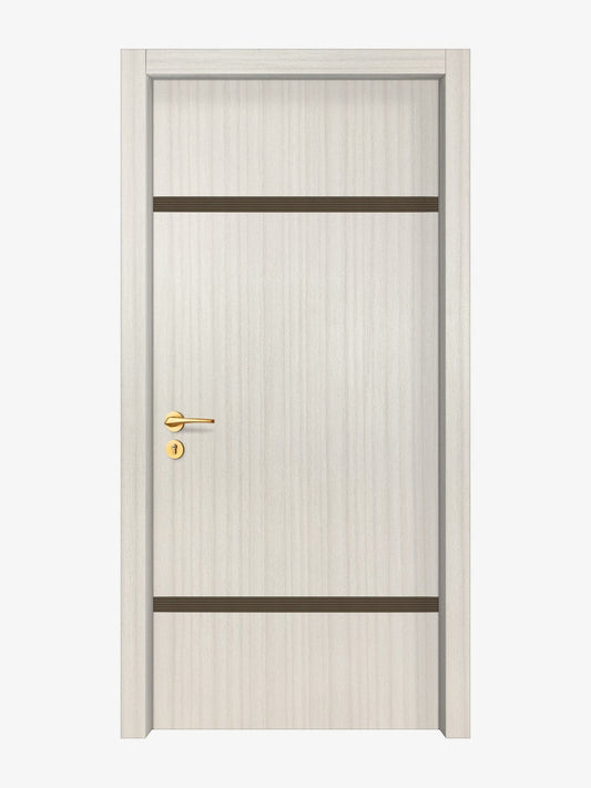 Ivory Oak  Interior Double Door Slabs - Elevar 2W Inlay Design in Bronze epoxy