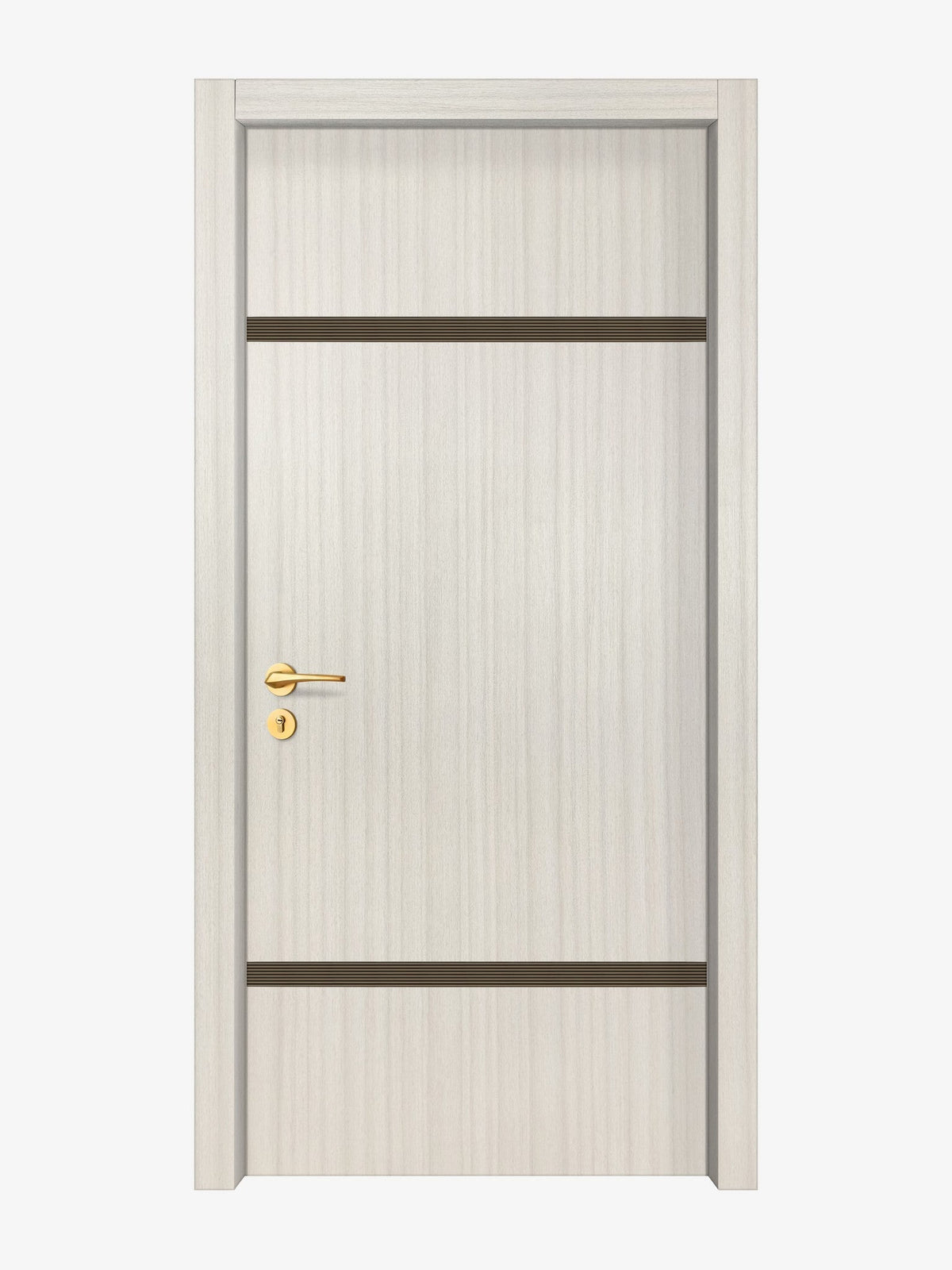 Ivory Oak  Interior Door Slab - Elevar 2W Inlay Design in Bronze epoxy