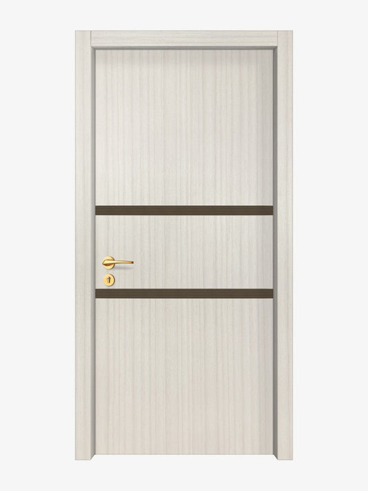 Ivory Oak  Interior Double Door Slabs - Elevar 2N Inlay Design in Bronze epoxy