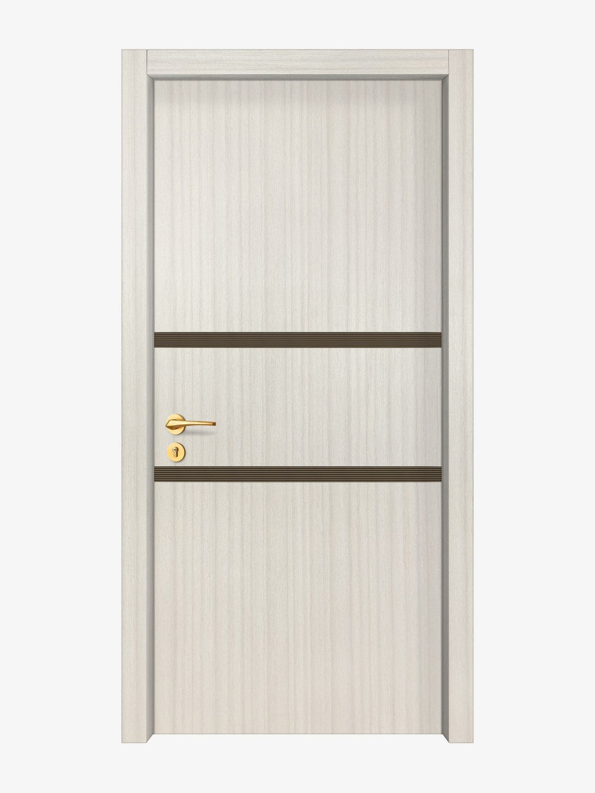 Ivory Oak  Interior Door Slab - Elevar 2N Inlay Design in Bronze epoxy