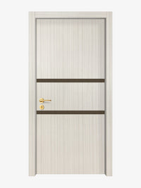 Ivory Oak  Interior Door Slab - Elevar 2N Inlay Design in Bronze epoxy