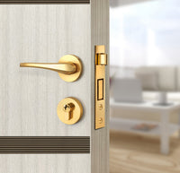 Ivory Oak  Interior Door Slab - Elevar 2N Inlay Design in Bronze epoxy, angled view