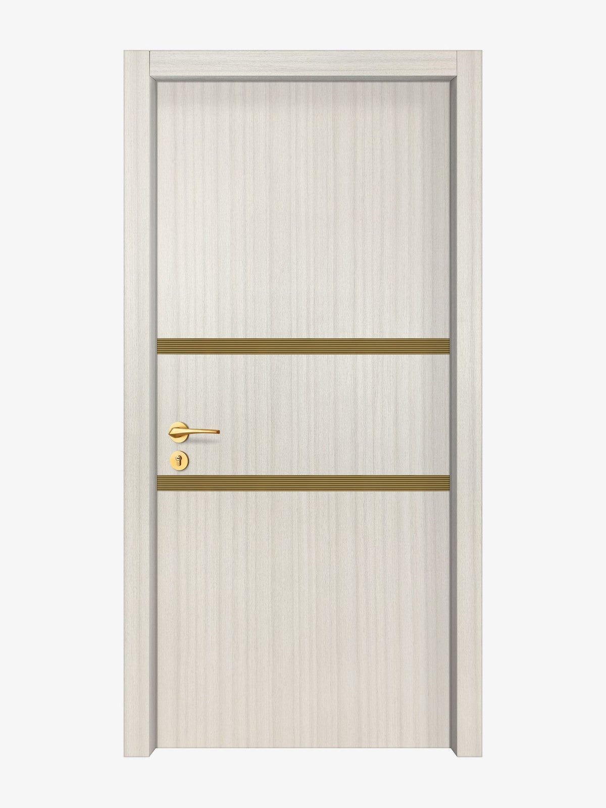 Ivory Oak  Interior Door Slab - Elevar 2N Inlay Design in Gold epoxy