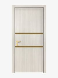 Ivory Oak  Interior Door Slab - Elevar 2N Inlay Design in Gold epoxy