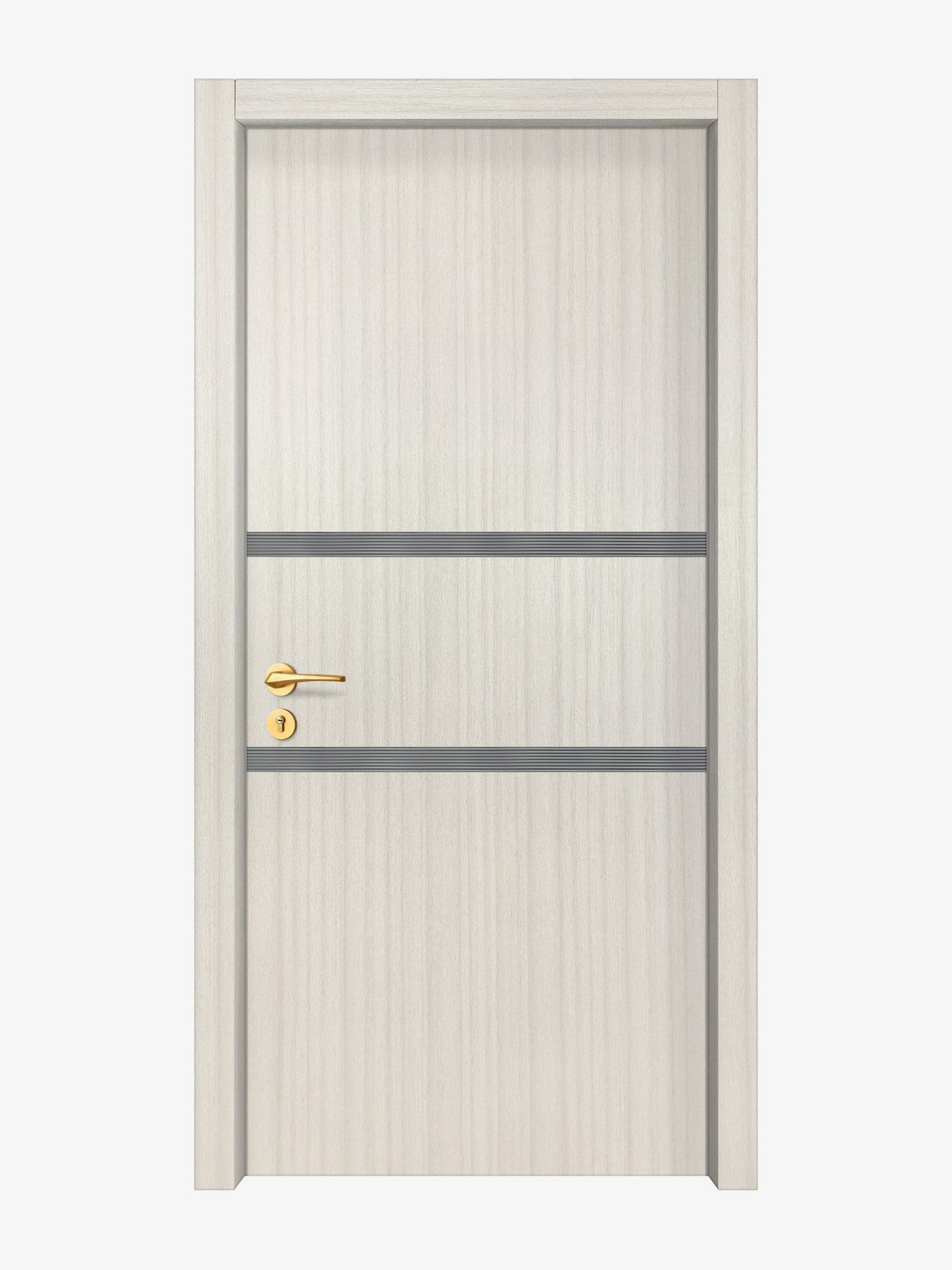 Ivory Oak  Interior Double Door Slabs - Elevar 2N Inlay Design in Gray epoxy