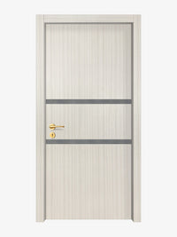 Ivory Oak  Interior Double Door Slabs - Elevar 2N Inlay Design in Gray epoxy
