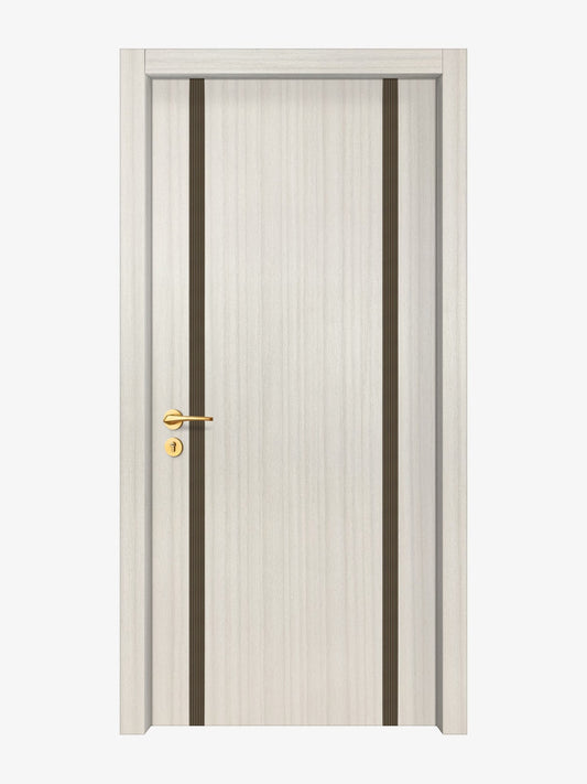 Ivory Oak  Interior Double Door Slabs - Aliyah 2 Inlay Design in Bronze epoxy