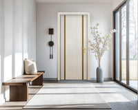 Ivory Oak  Interior Double Door Slabs - Aliyah 2 Inlay Design in Gold epoxy, detail view