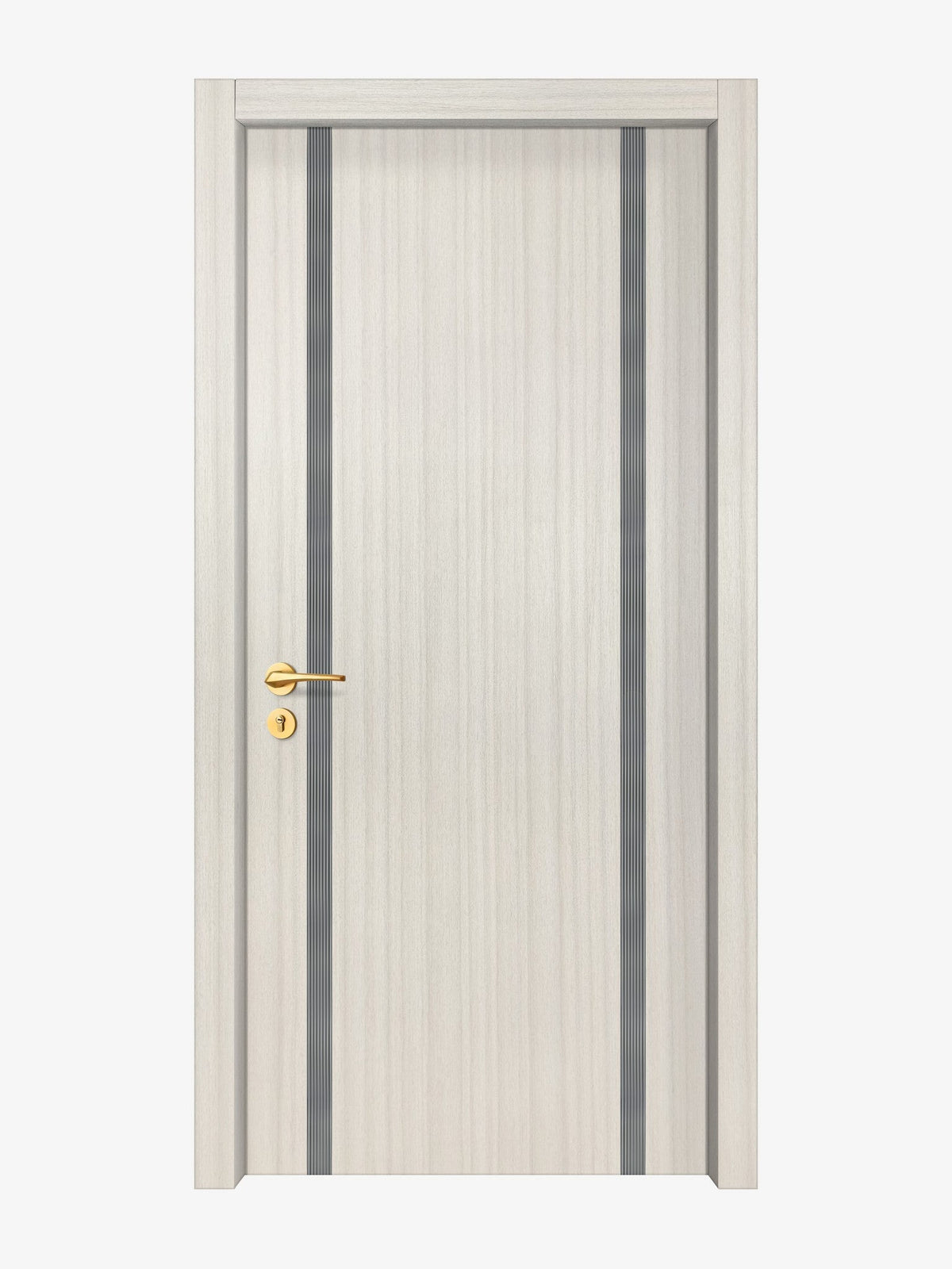 Ivory Oak  Interior Double Door Slabs - Aliyah 2 Inlay Design in Gray epoxy