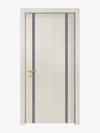 Ivory Oak  Interior Door Slab - Aliyah 2 Inlay Design in Gray epoxy