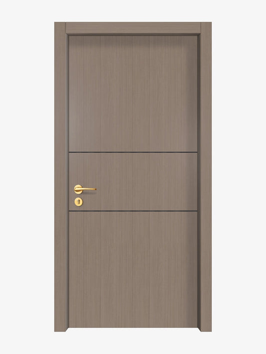 Rich Walnut Interior Door Slab - Elevar 2N Concave Design in Black Pearl epoxy