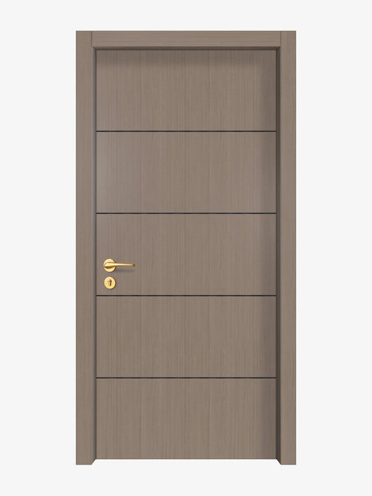 Rich Walnut Interior Door Slab - Elevar 4 Concave Design in Black Pearl epoxy