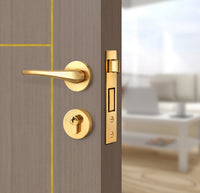 Rich Walnut Interior Door Slab - Scala 3 Concave Design in Solar Gold epoxy, angled view