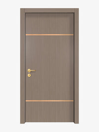 Rich Walnut Interior Double Door Slabs - Elevar 2W Inlay Design in Brushed Rose Gold epoxy