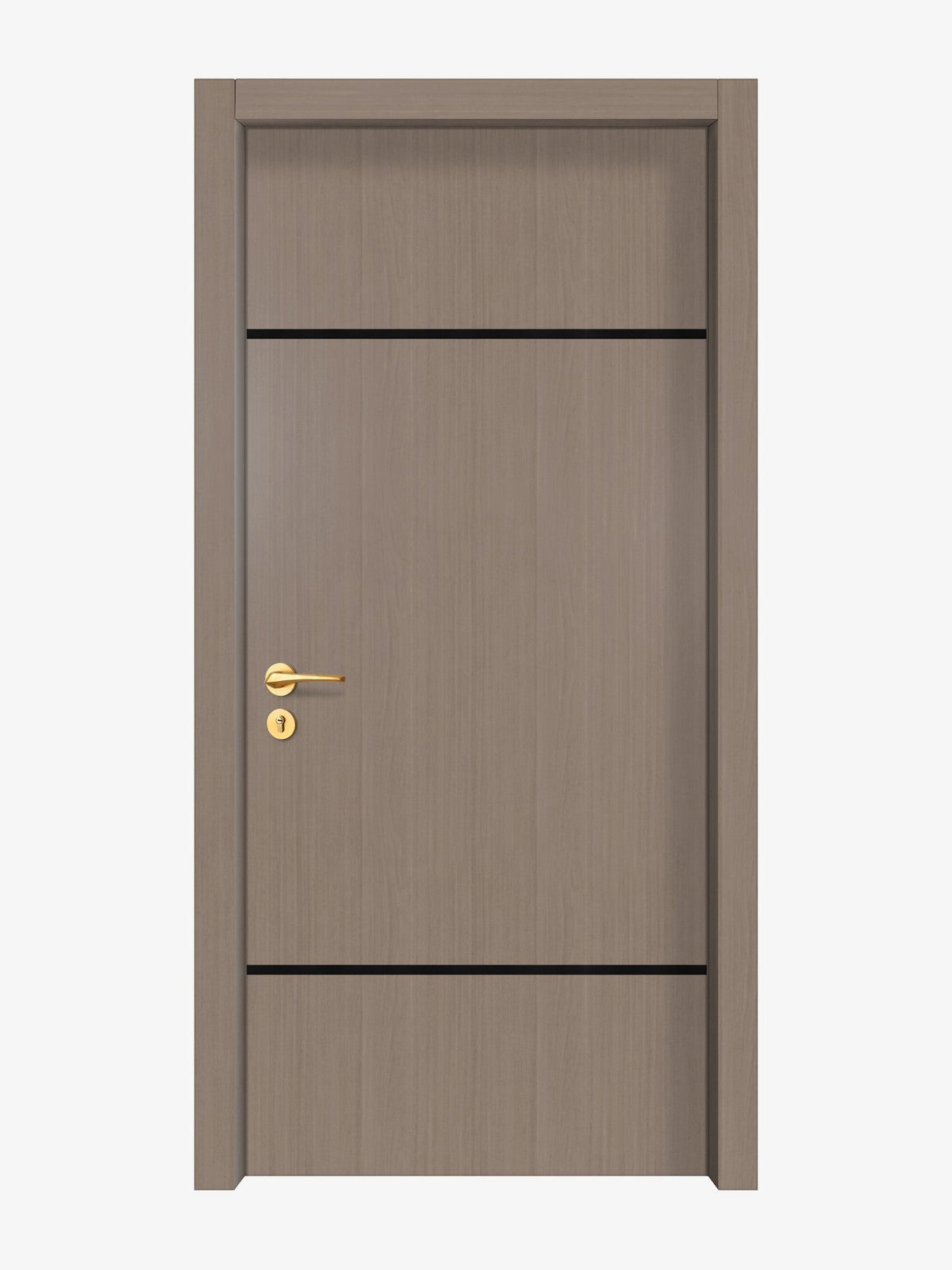 Rich Walnut Interior Door Slab - Elevar 2W Inlay Design in Glossy Black epoxy