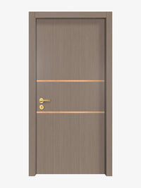 Rich Walnut Interior Door Slab - Elevar 2N Inlay Design in Brushed Rose Gold epoxy