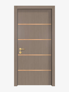 Rich Walnut Interior Door Slab - Elevar 4 Inlay Design