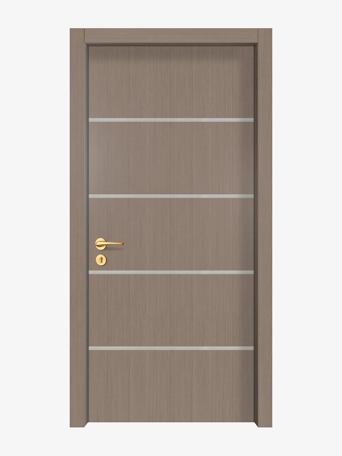 Rich Walnut Interior Door Slab - Elevar 4 Inlay Design in Satin Silver epoxy