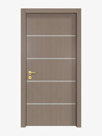 Rich Walnut Interior Door Slab - Elevar 4 Inlay Design in Satin Silver epoxy