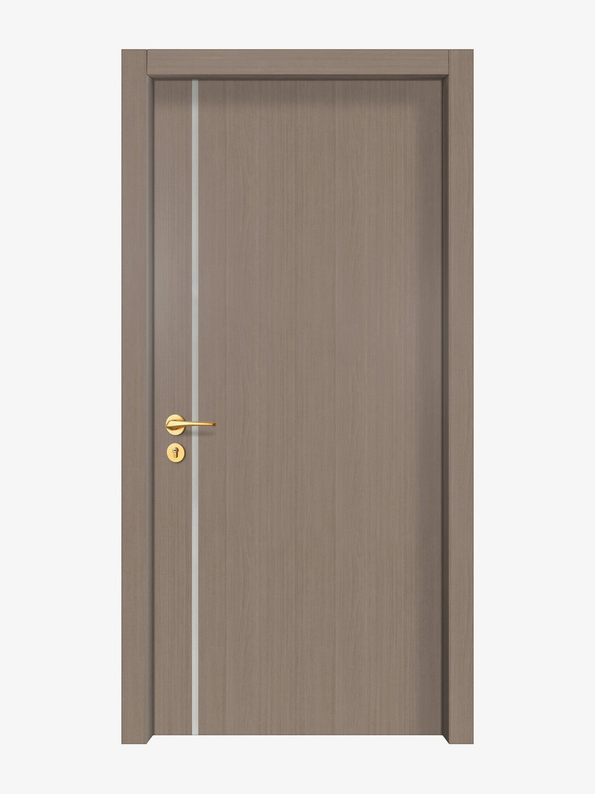 Rich Walnut Interior Door Slab - Aliyah 1L Inlay Design in Satin Silver epoxy