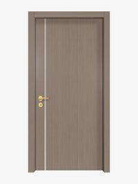 Rich Walnut Interior Door Slab - Aliyah 1L Inlay Design in Satin Silver epoxy