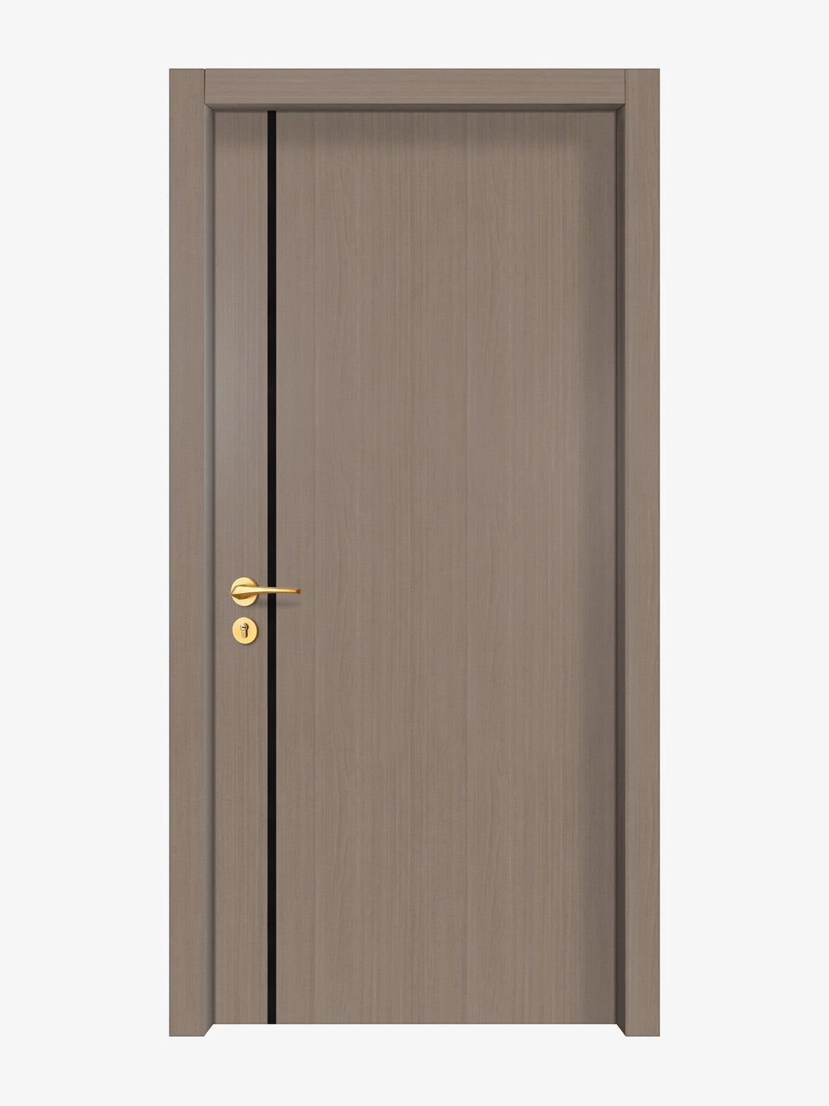 Rich Walnut Interior Door Slab - Aliyah 1L Inlay Design in Glossy Black epoxy