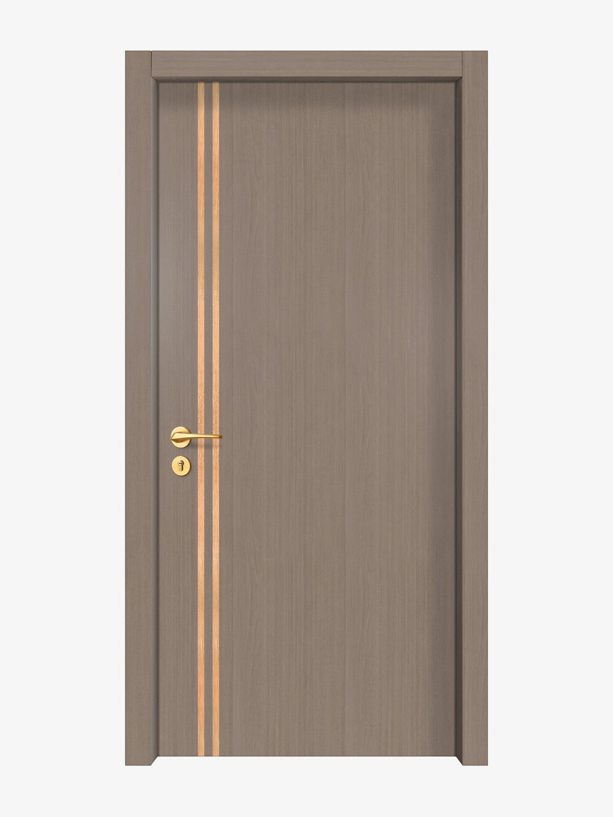 Rich Walnut Interior Double Door Slabs - Aliyah 2L Inlay Design in Brushed Rose Gold epoxy