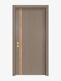 Rich Walnut Interior Double Door Slabs - Aliyah 2L Inlay Design in Brushed Rose Gold epoxy