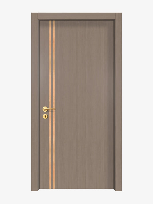 Rich Walnut Interior Door Slab - Aliyah 2L Inlay Design in Brushed Rose Gold epoxy